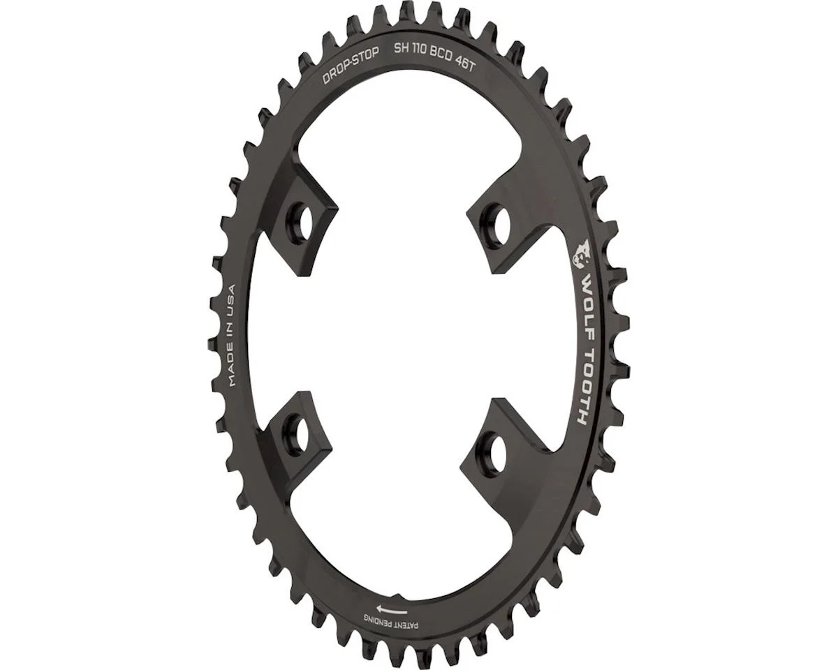 Wolf Tooth Components Shimano 4-Bolt Chainring (Black) (Drop-Stop B) (Single) (46T) (110mm Asym. BCD)